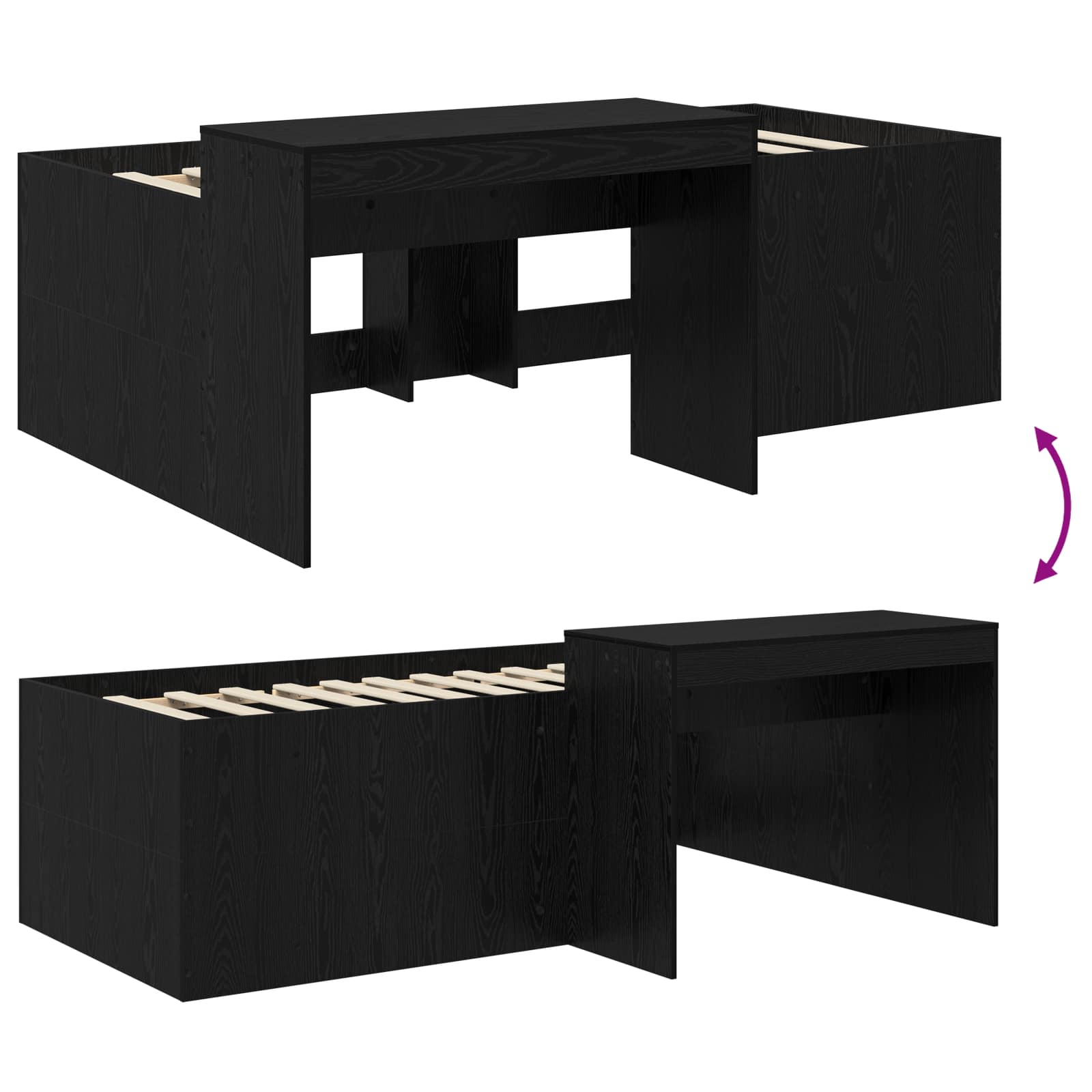 Letto alto per bambini con scrivania Nero 80 x 200 cm | homemem39