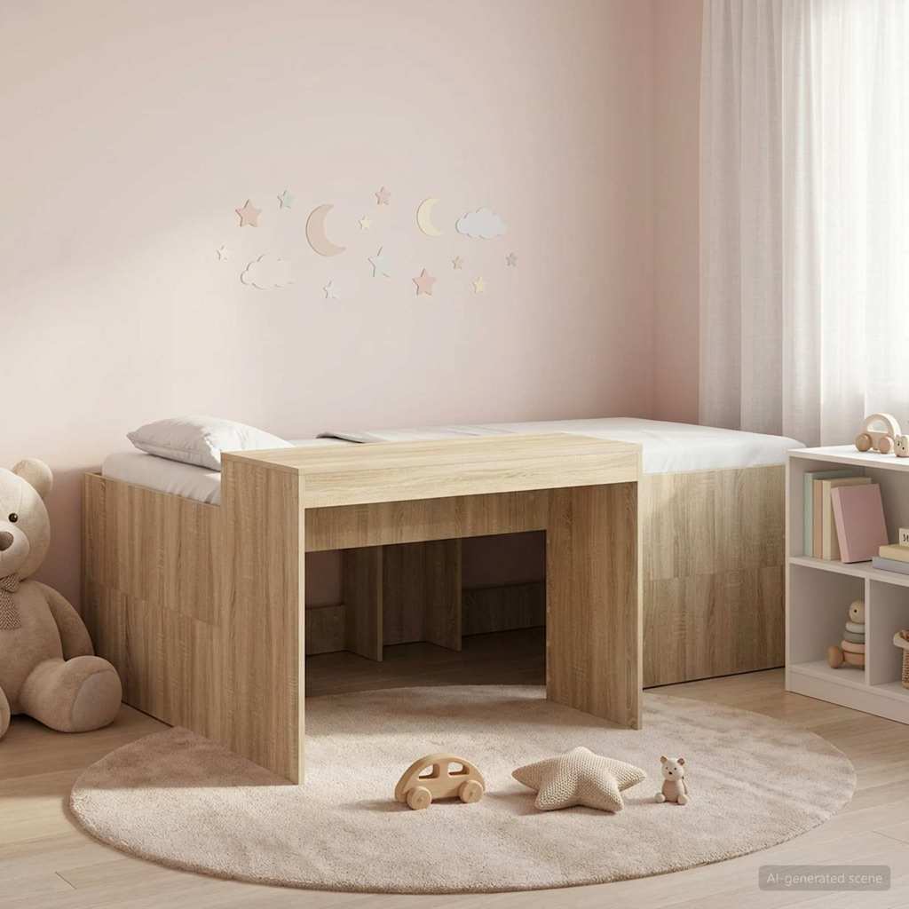 Letto alto per bambini con scrivania Rovere Sonoma 80 x 200 cm | homemem39