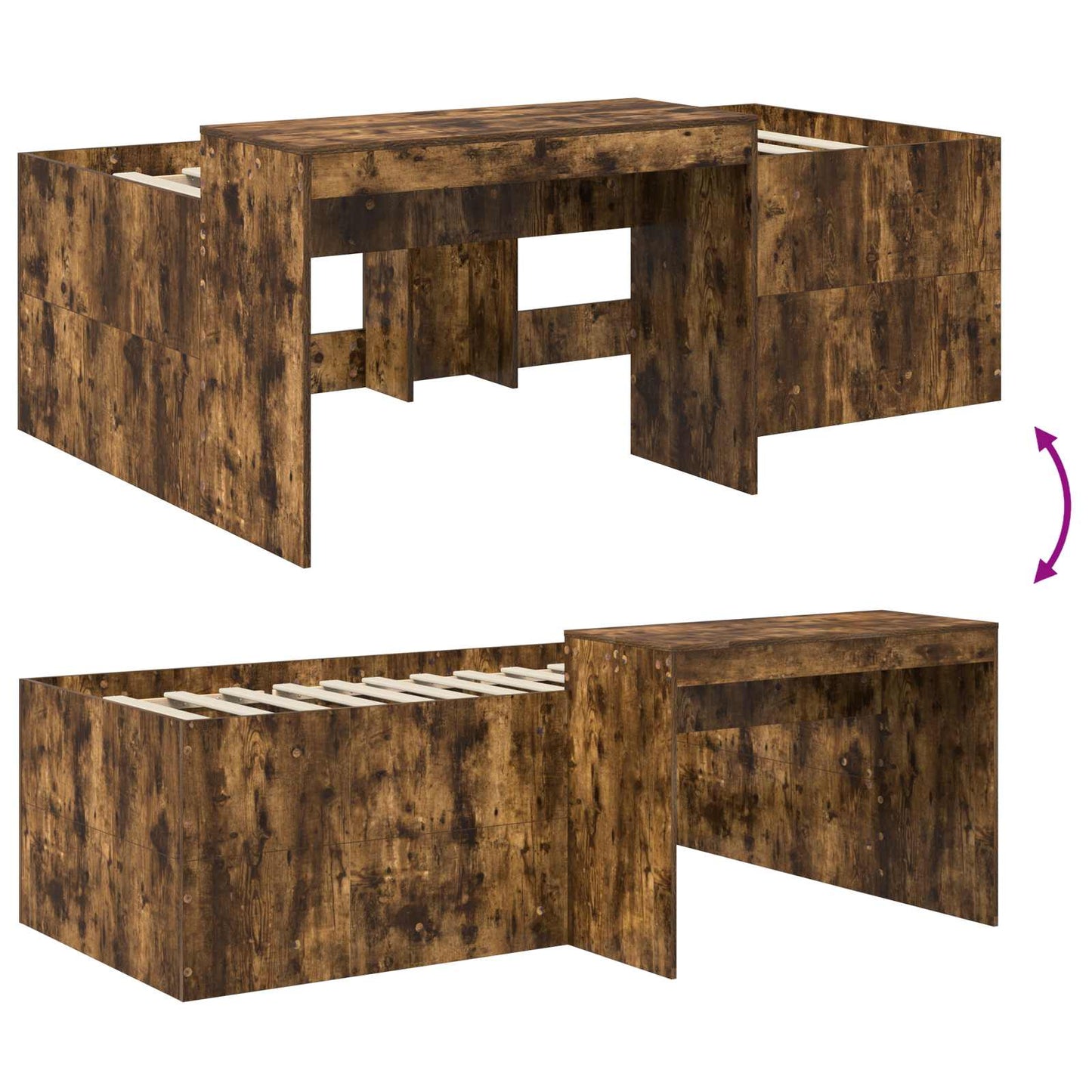 Letto alto per bambini con scrivania Rovere Fumo 80 x 200 cm | homemem39