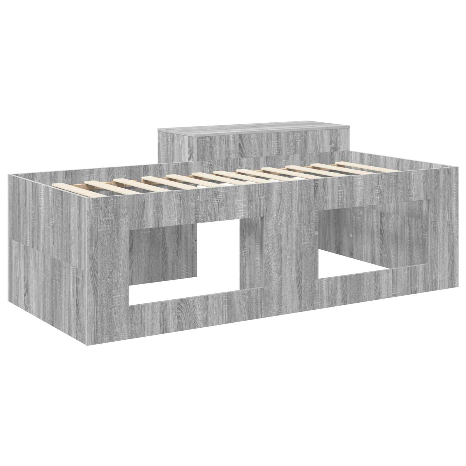 Letto alto per bambini con scrivania Sonoma grigio 80 x 200 cm | homemem39