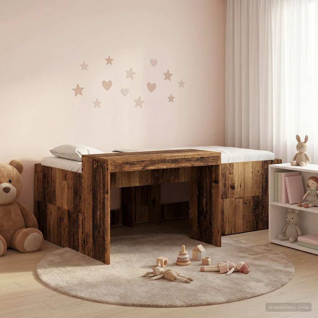 Letto alto per bambini con scrivania Legno antico 80 x 200 cm | homemem39
