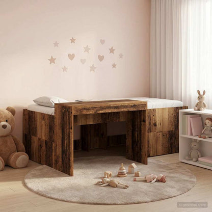 Letto alto per bambini con scrivania Legno antico 80 x 200 cm | homemem39