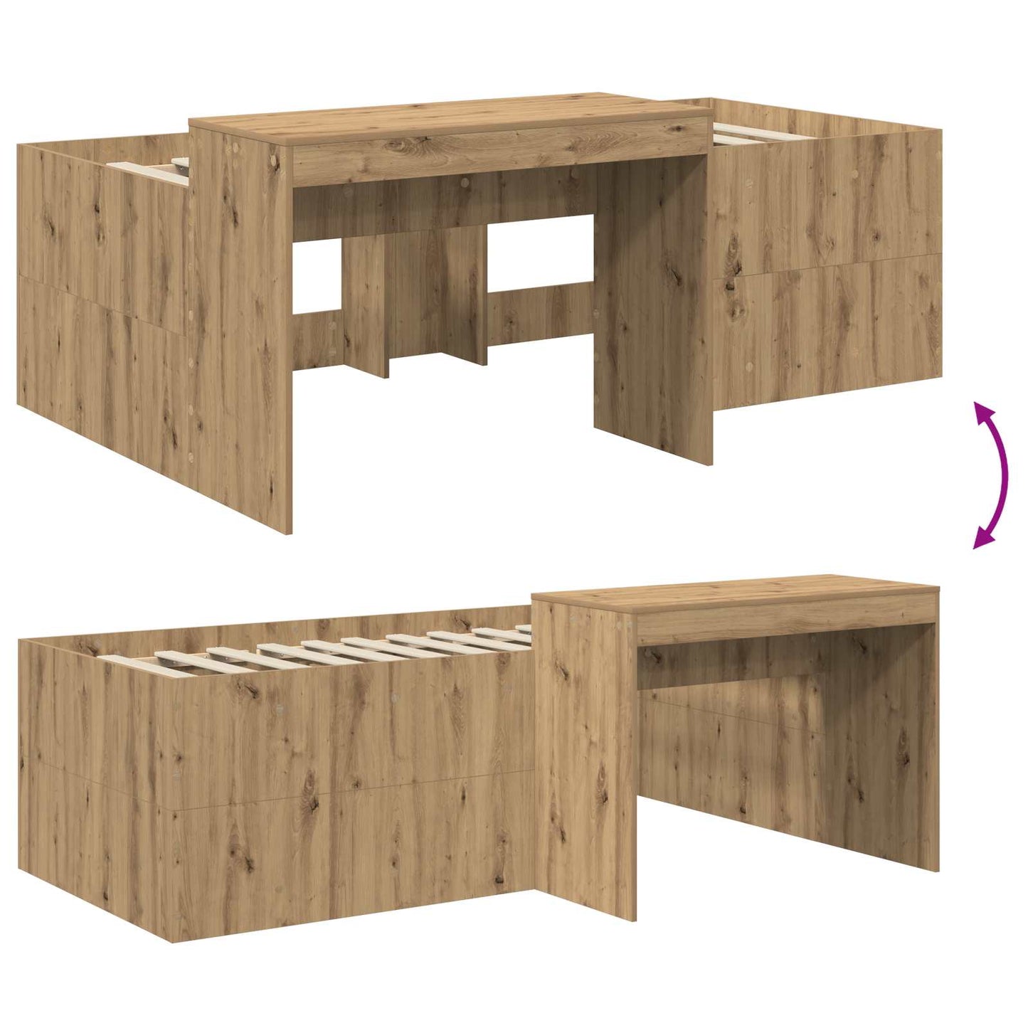 Letto alto per bambini con scrivania Rovere Artigianale | homemem39