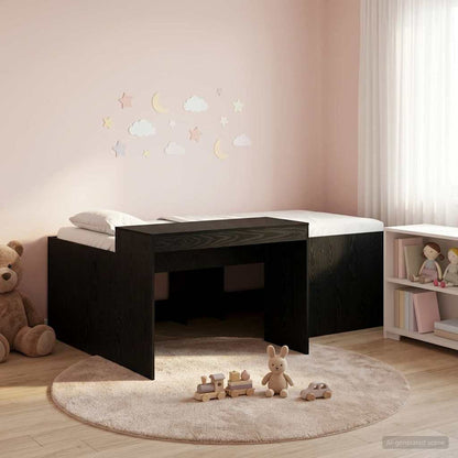 Letto alto per bambini con scrivania Nero 90 x 200 cm