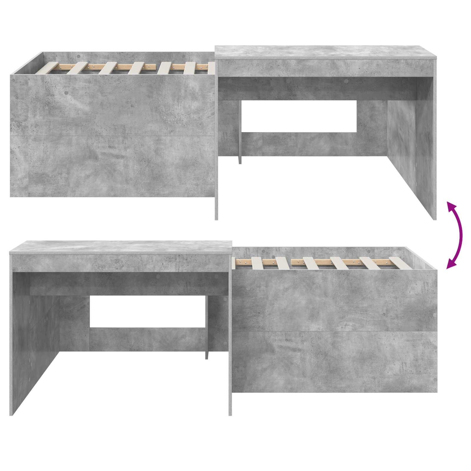 Letto alto per bambini con scrivania Grigio Cemento 90 x 200 cm | homemem39