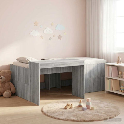 Letto alto per bambini con scrivania Sonoma grigio 90 x 200 cm | homemem39