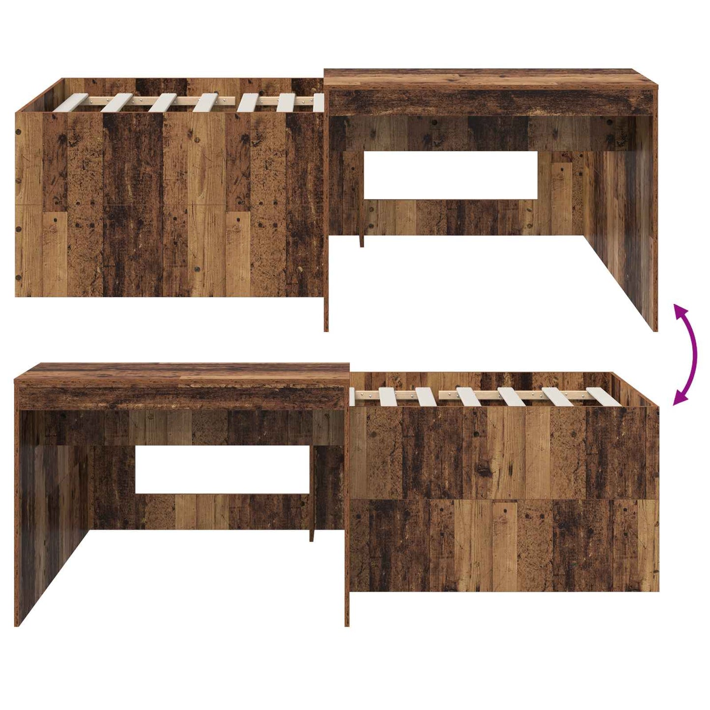 Letto alto per bambini con scrivania Legno antico 90 x 200 cm | homemem39