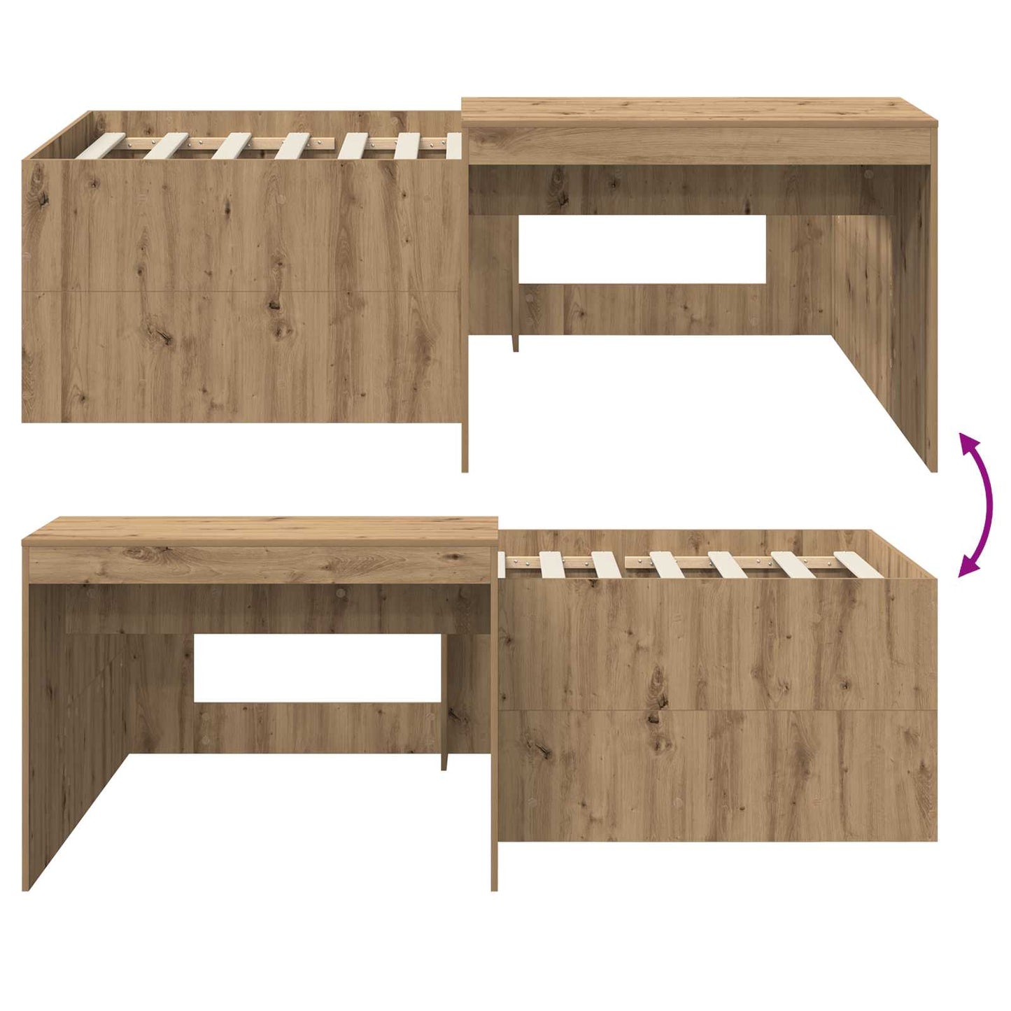 Letto alto per bambini con scrivania Rovere Artigianale | homemem39