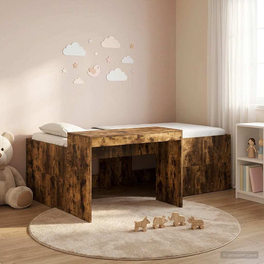 Letto alto per bambini con scrivania Rovere Fumo 98.5 x 200 cm | homemem39