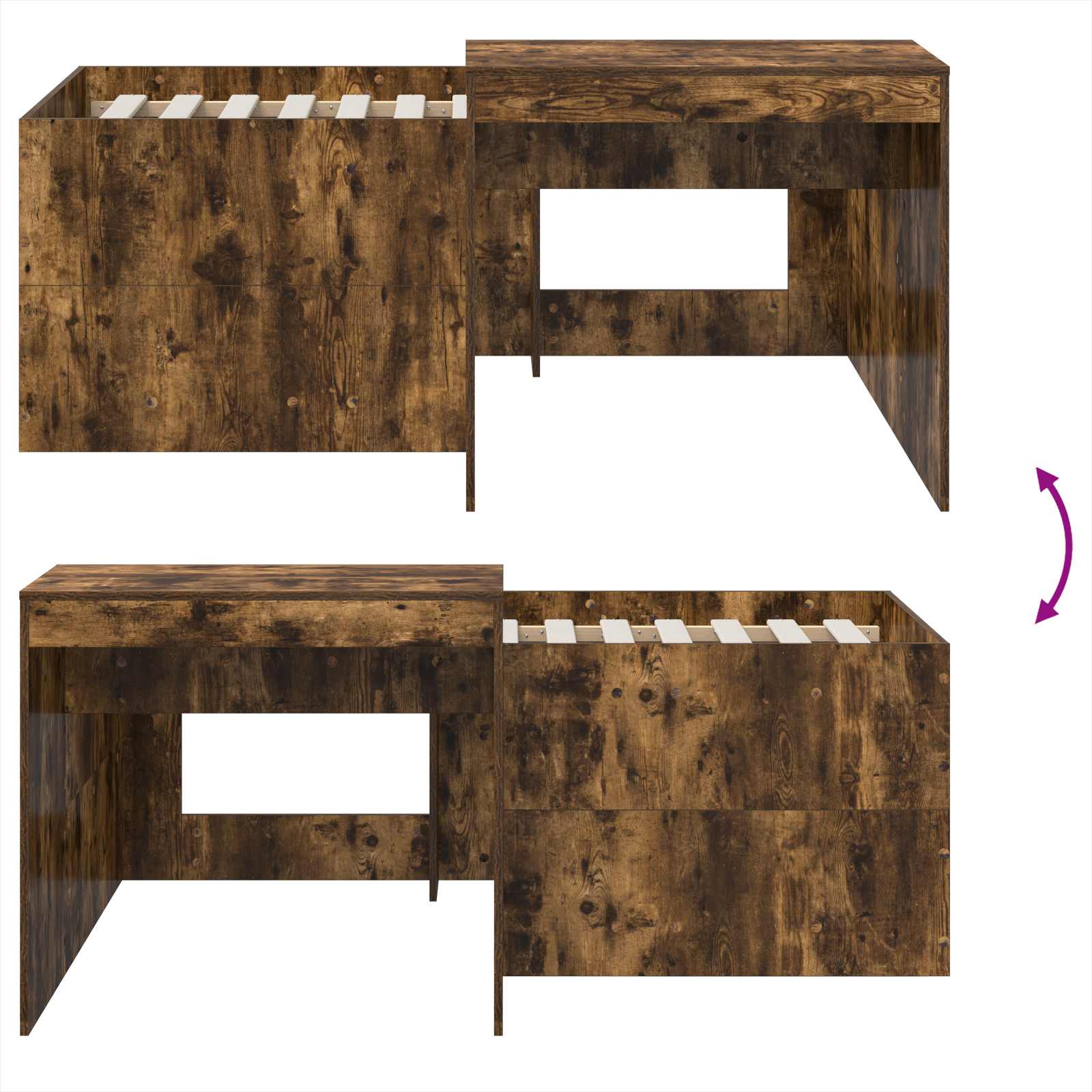 Letto alto per bambini con scrivania Rovere Fumo 80 x 160 cm | homemem39