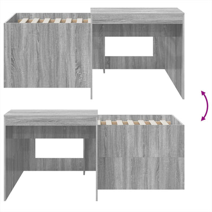 Letto alto per bambini con scrivania Sonoma grigio