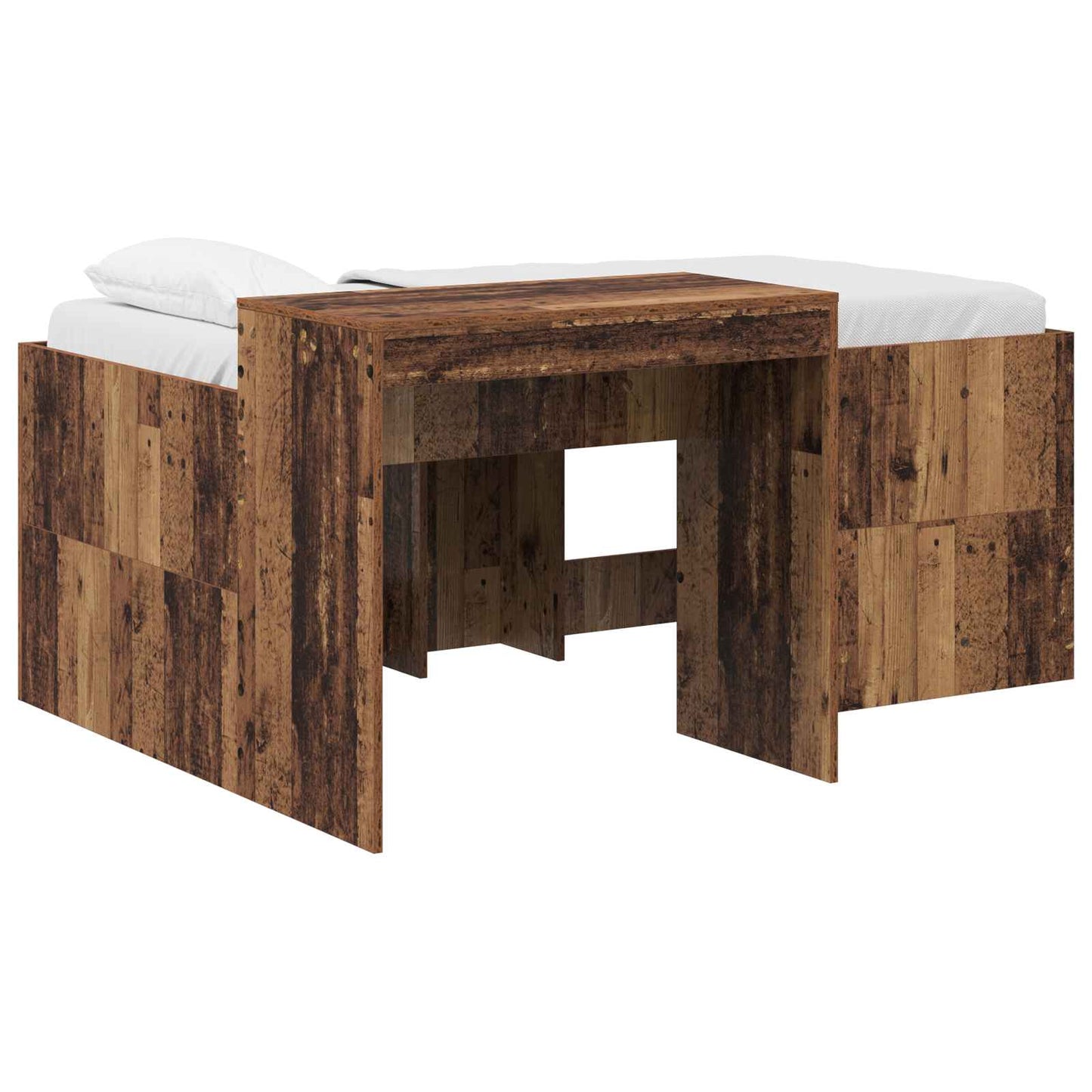 Letto alto per bambini con scrivania Legno antico | homemem39