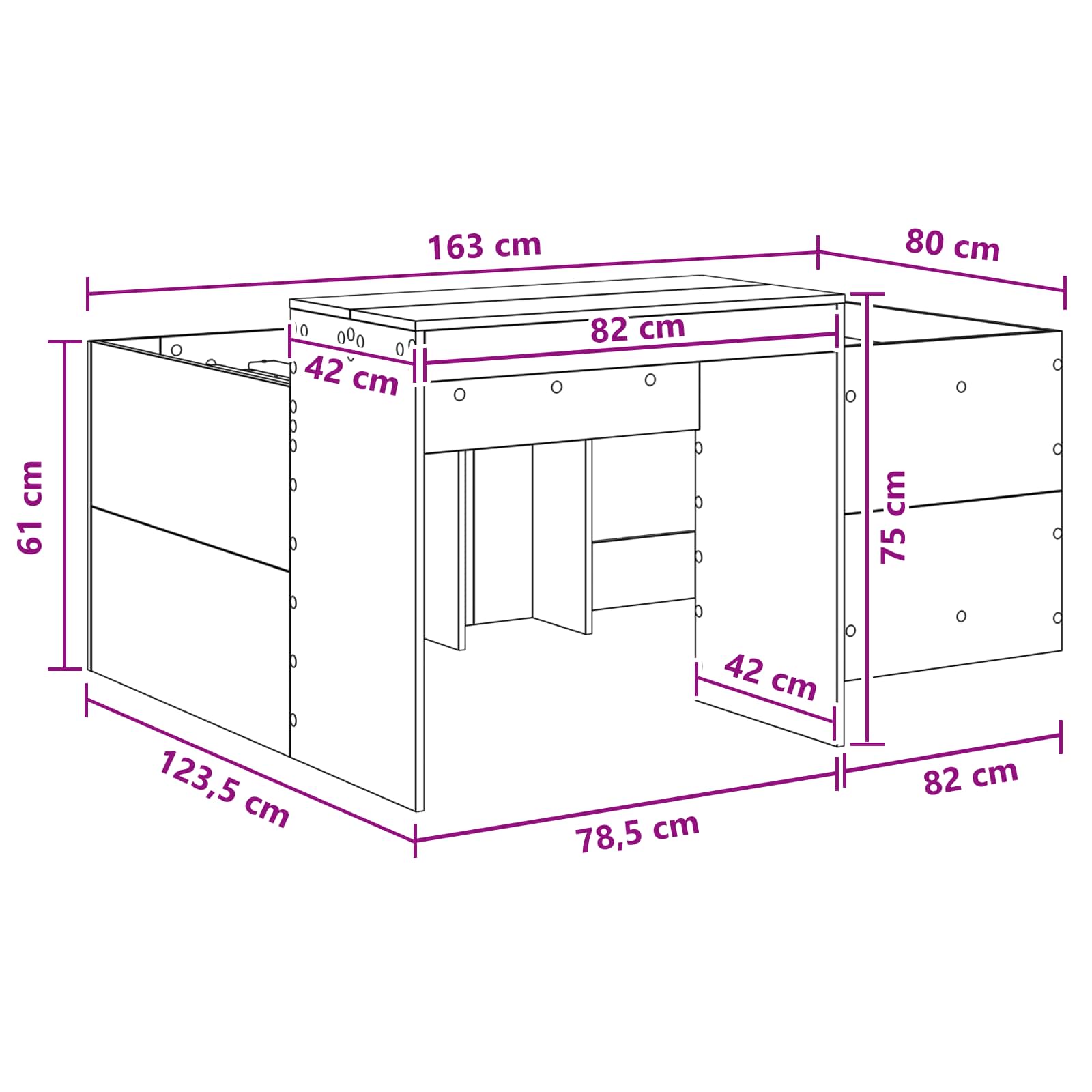 Letto alto per bambini con scrivania Legno antico | homemem39