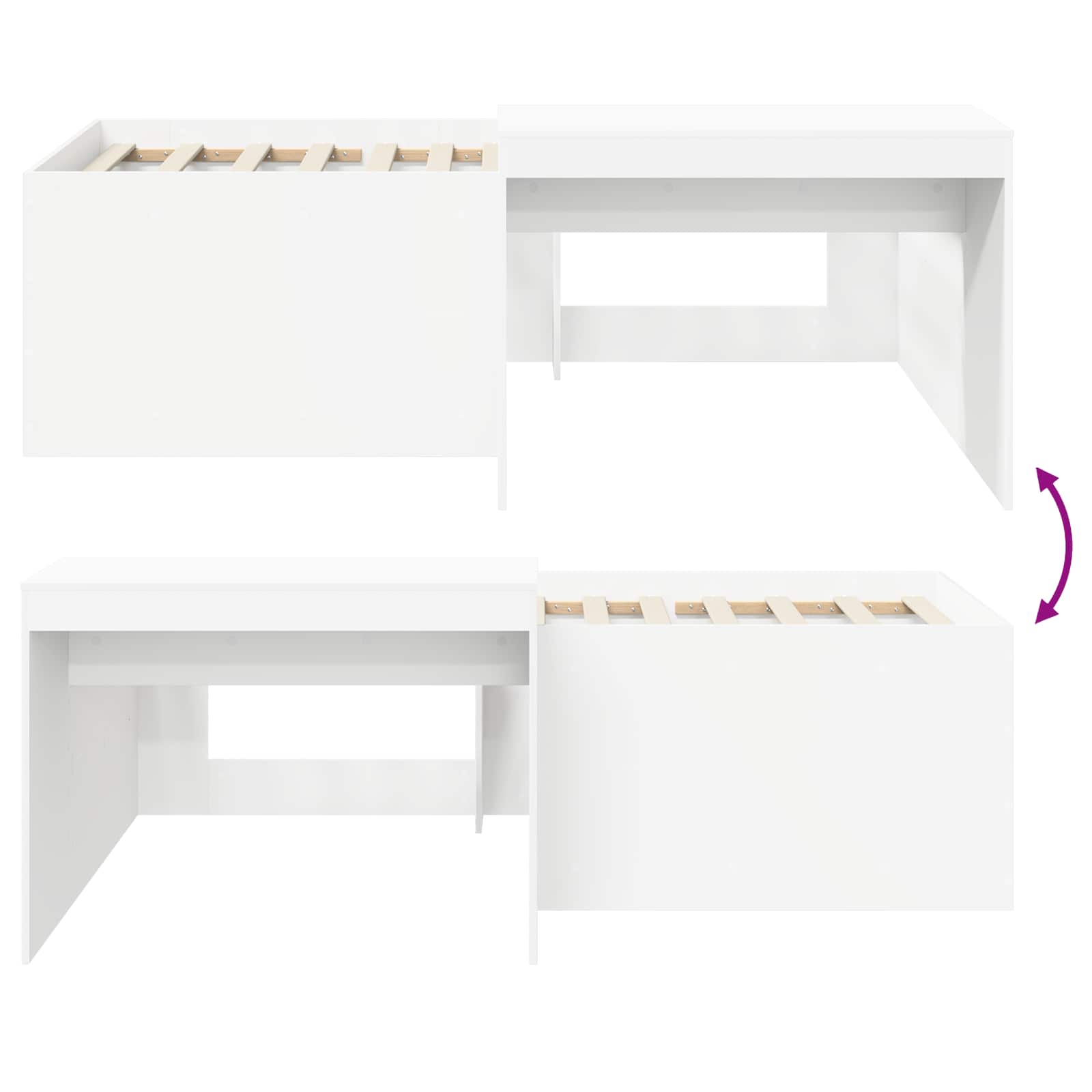 Letto alto per bambini con scrivania Bianco | homemem39