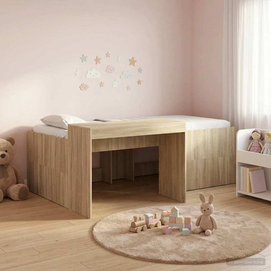 Letto alto per bambini con scrivania Rovere Sonoma | homemem39