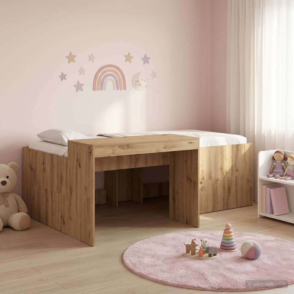 Letto alto per bambini con scrivania Rovere Artigianale | homemem39