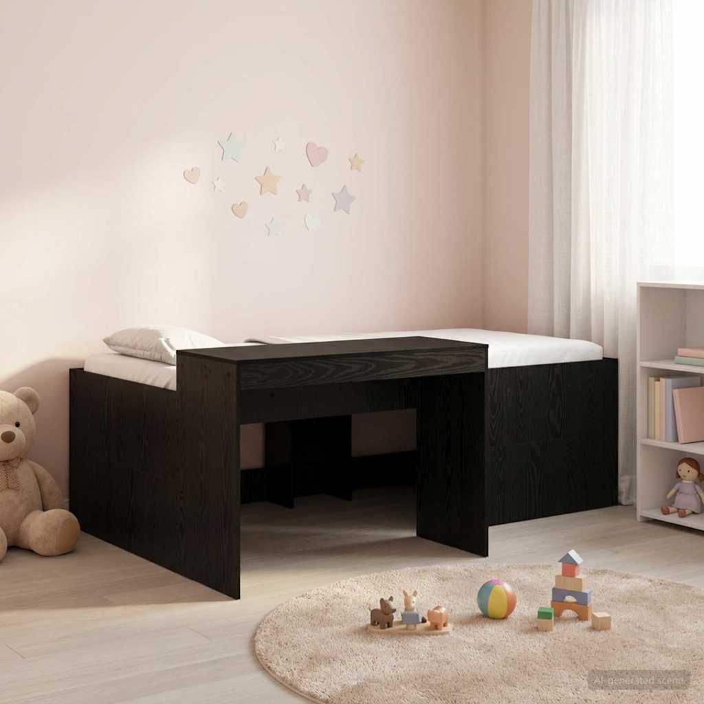 Letto alto per bambini con scrivania Nero 75 x 190 cm | homemem39
