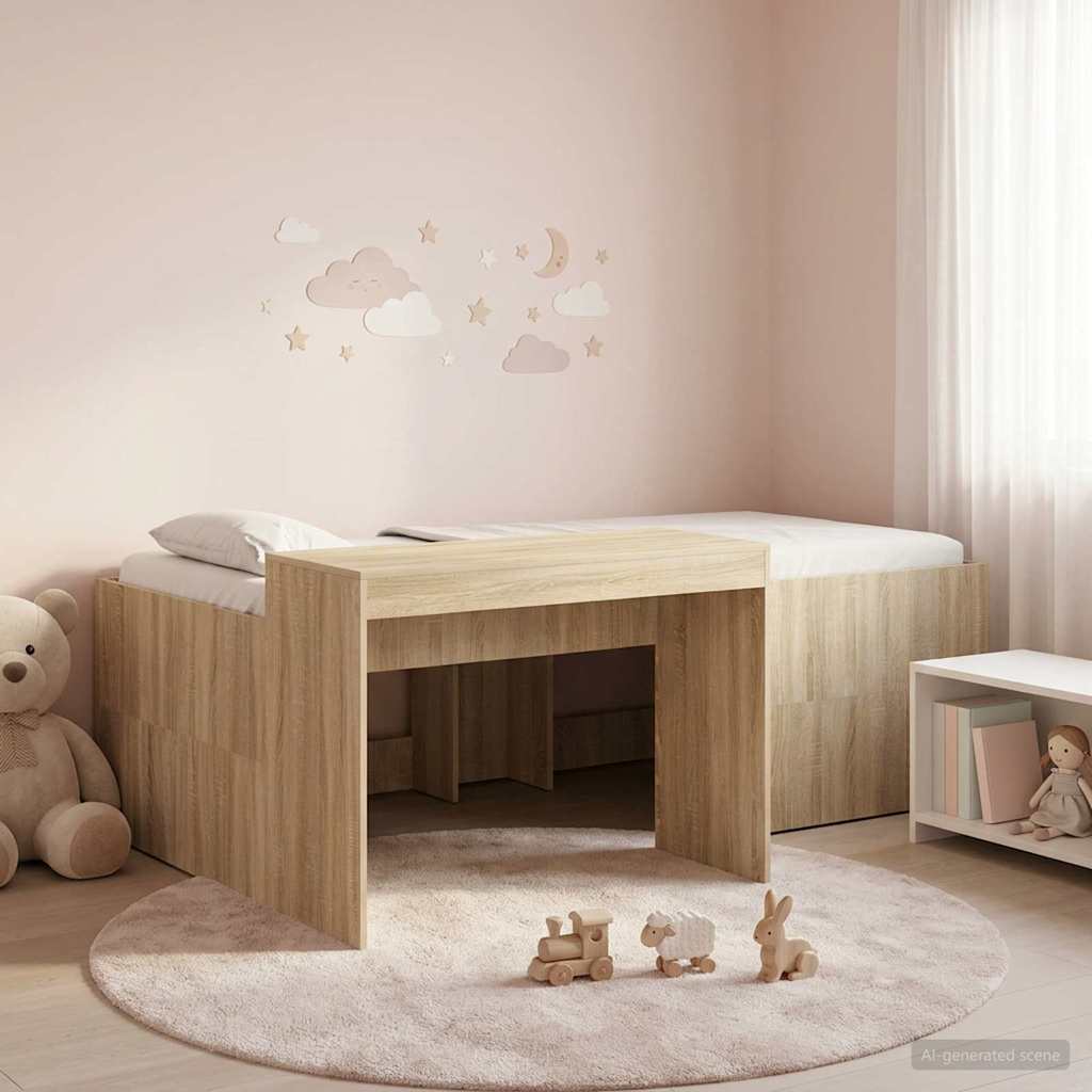 Letto alto per bambini con scrivania Rovere Sonoma 75 x 190 cm | homemem39