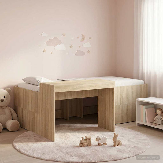 Letto alto per bambini con scrivania Rovere Sonoma 75 x 190 cm | homemem39