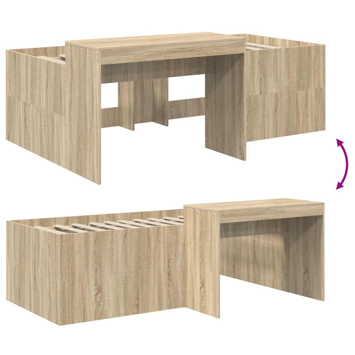 Letto alto per bambini con scrivania Rovere Sonoma 75 x 190 cm | homemem39
