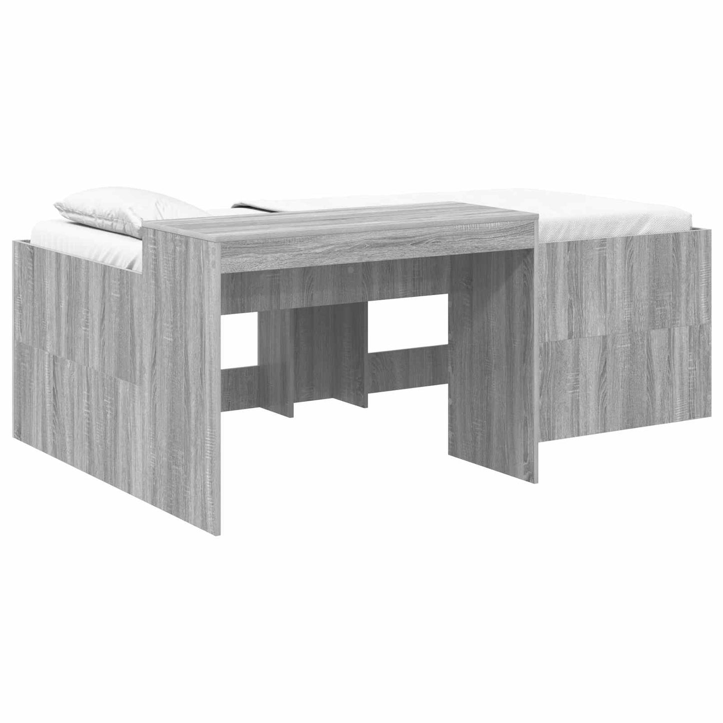 Letto alto per bambini con scrivania Sonoma grigio 75 x 190 cm | homemem39