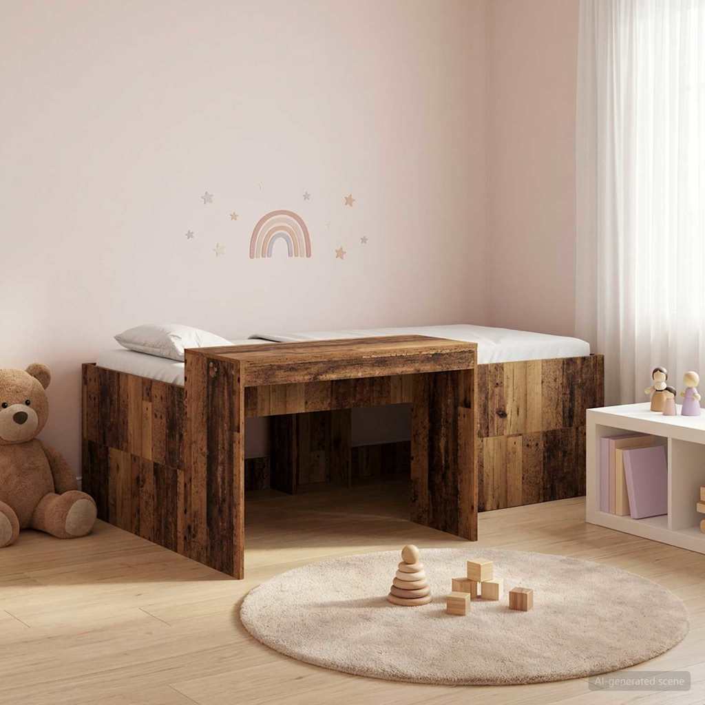 Letto alto per bambini con scrivania Legno antico 75 x 190 cm | homemem39