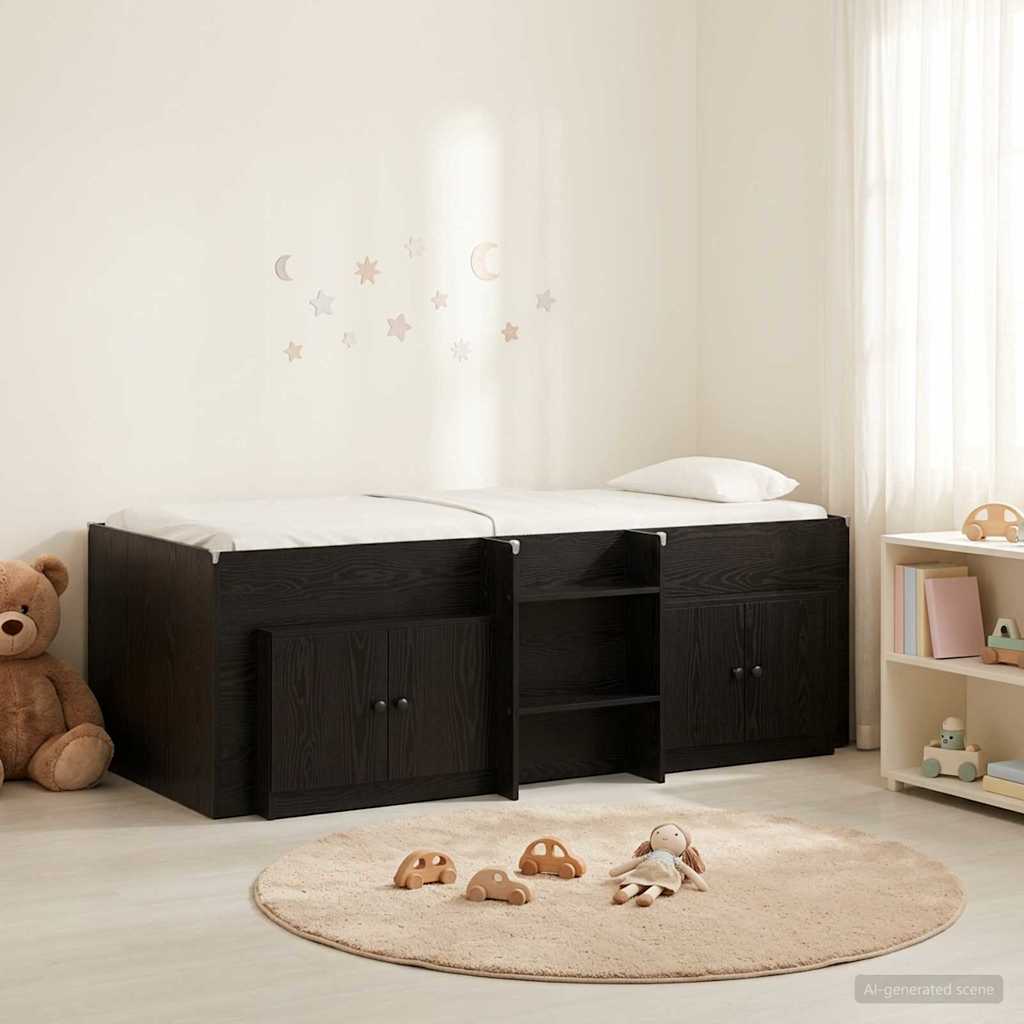 Struttura Letto Loft con Mobile 3 pz Nero Legno multistrato | homemem39