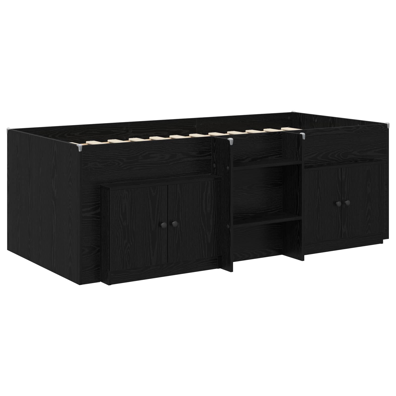 Struttura Letto Loft con Mobile 3 pz Nero Legno multistrato | homemem39