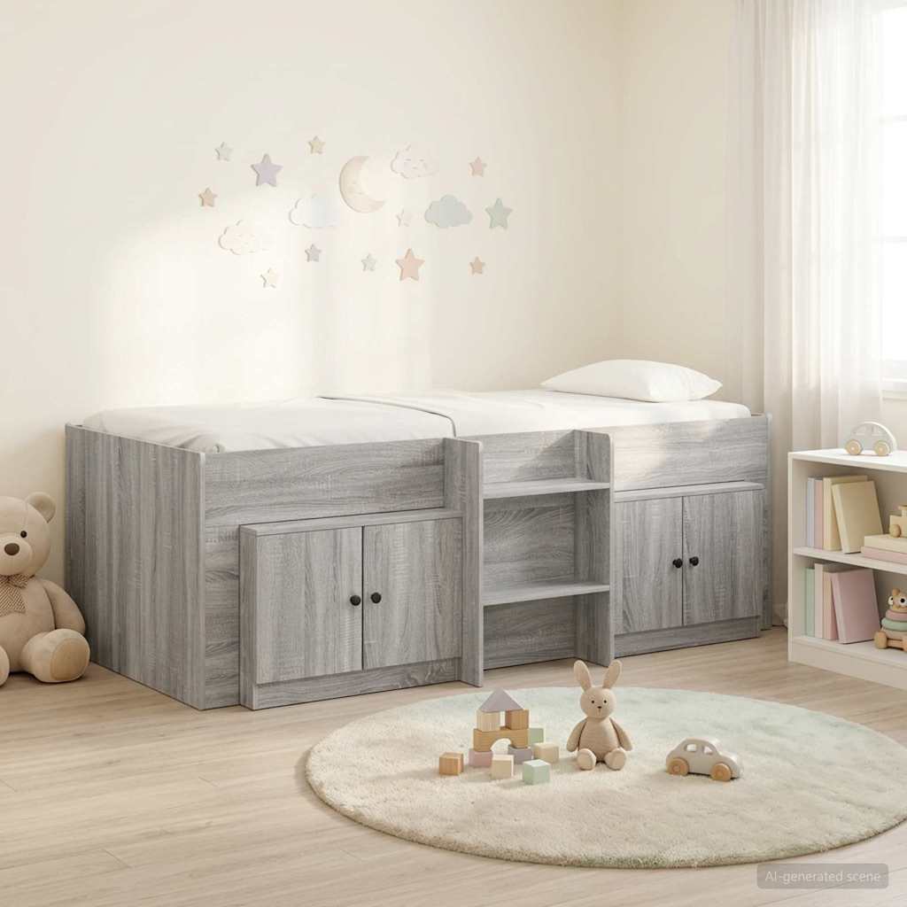 Struttura Letto Loft con Mobile con porta 3 pz Sonoma grigio | homemem39