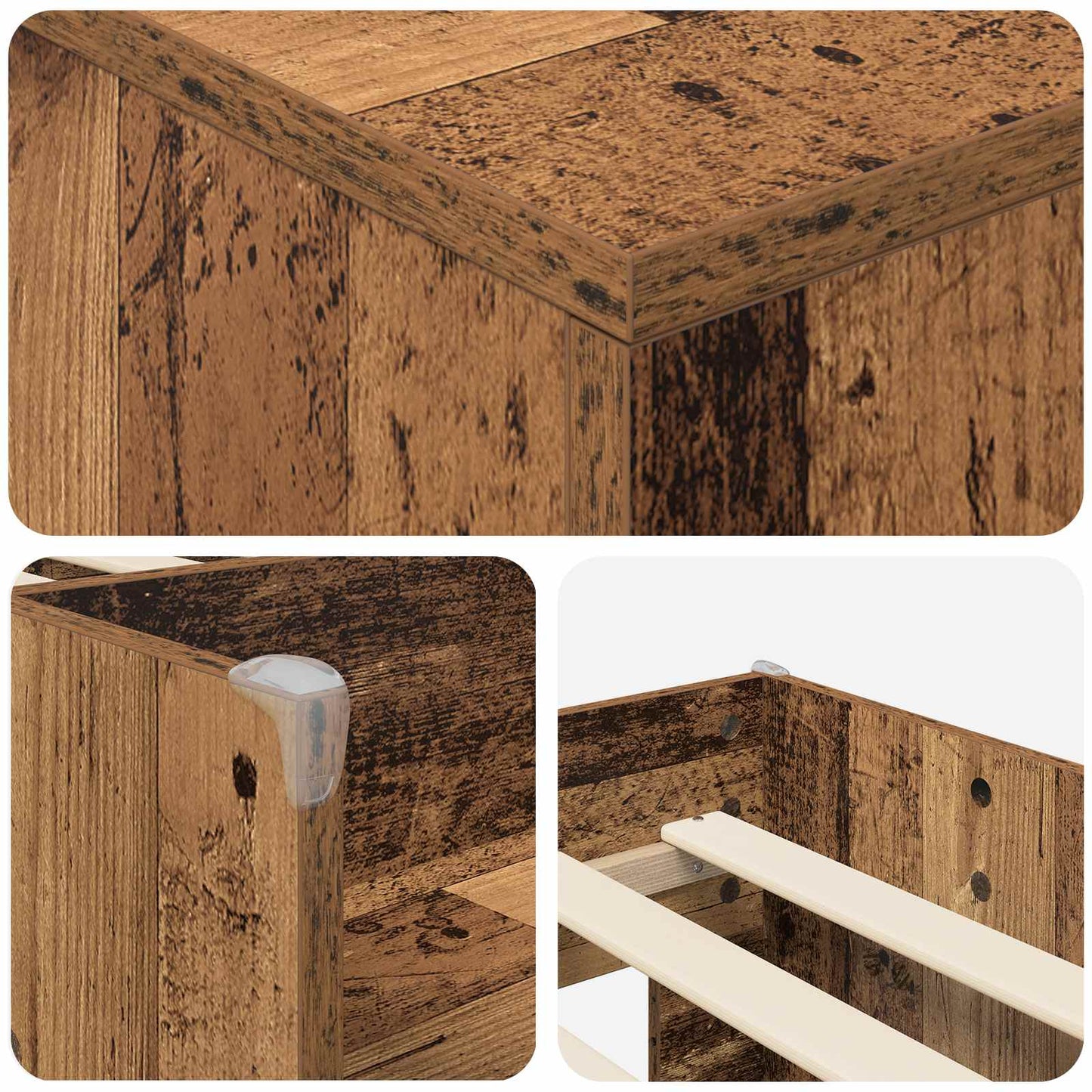 Struttura Letto Loft con Mobile con porta 3 pz Legno antico