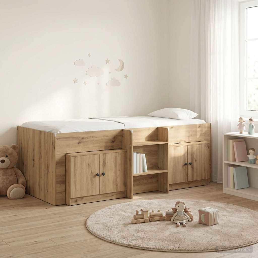 Struttura Letto Loft con Mobile 3 pz Rovere Artigianale | homemem39