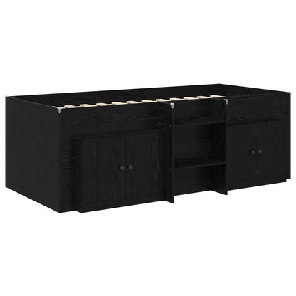 Struttura Letto Loft con Armadietto 3 pz Nero Legno multistrato | homemem39