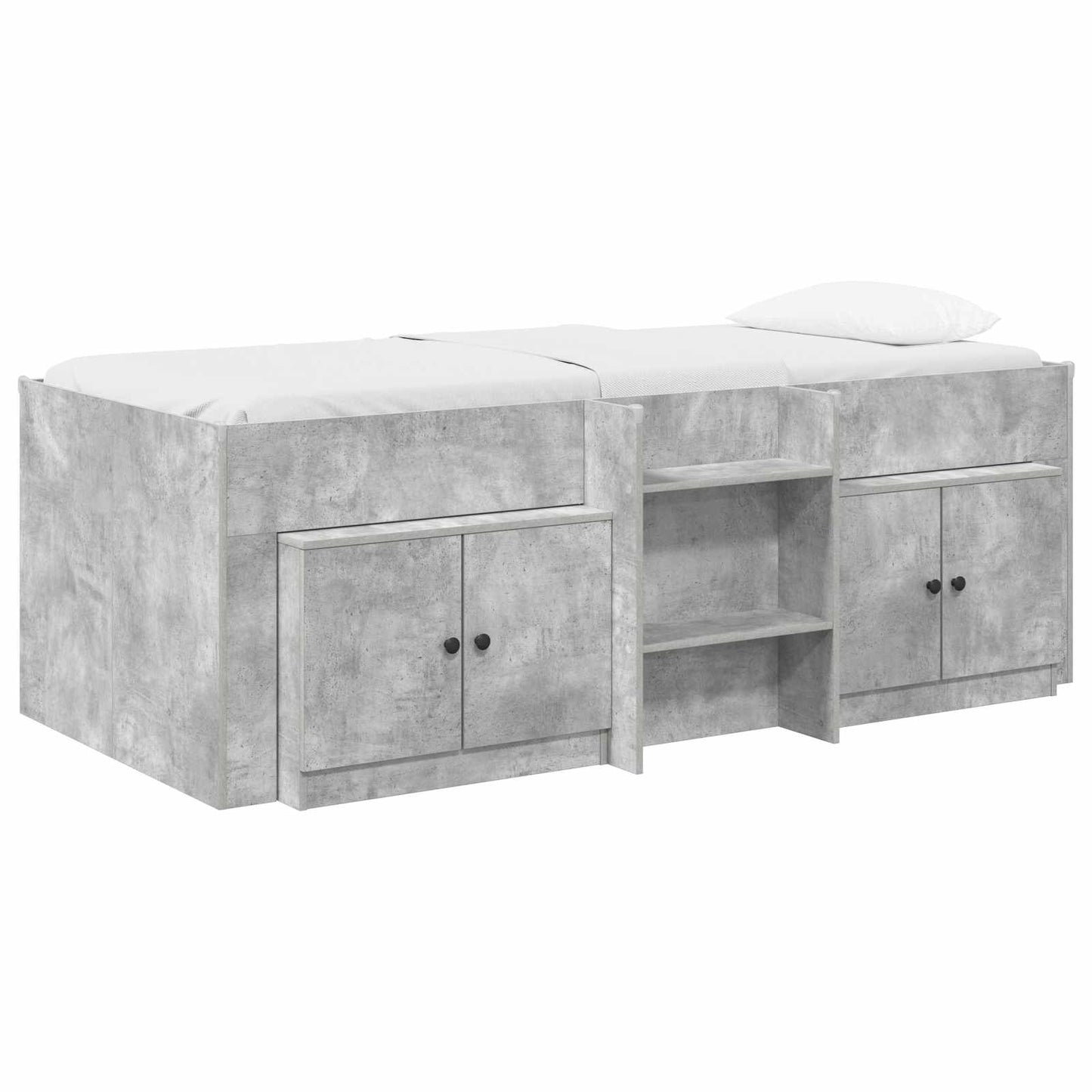 Struttura Letto Loft con Armadietto 3 pz Grigio Cemento | homemem39