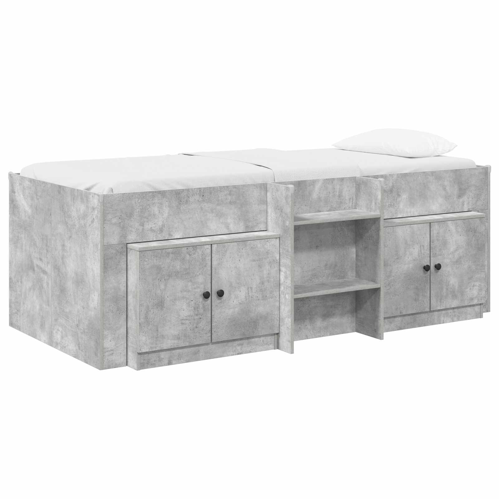 Struttura Letto Loft con Armadietto 3 pz Grigio Cemento | homemem39