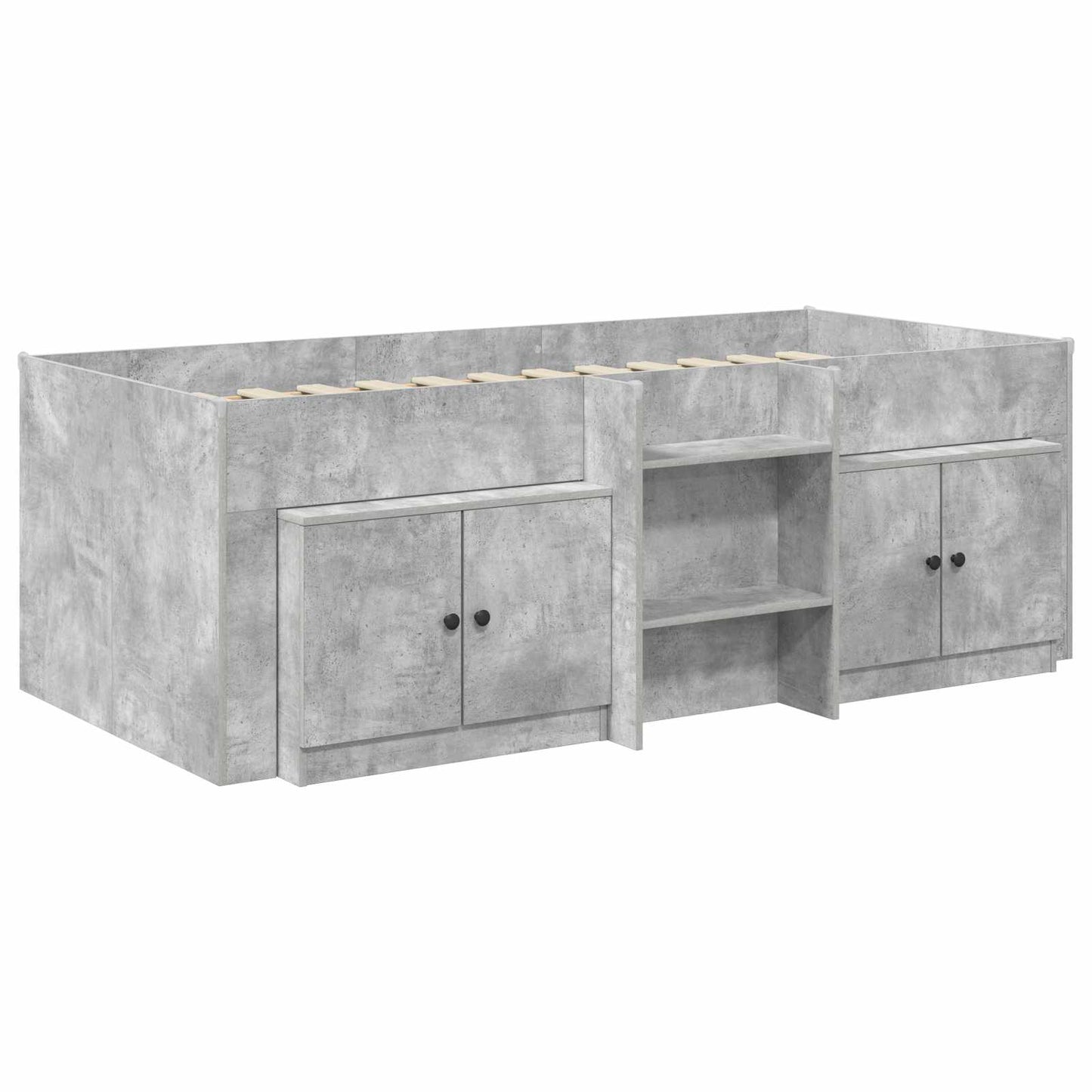 Struttura Letto Loft con Armadietto 3 pz Grigio Cemento | homemem39