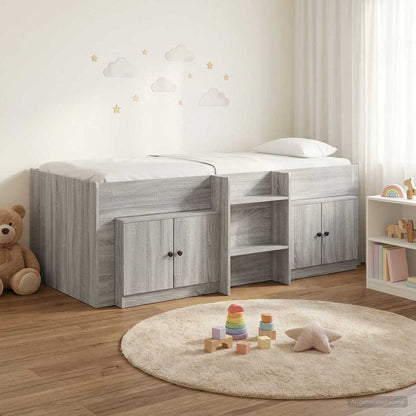 Struttura Letto Loft con Armadietto 3 pz Sonoma grigio | homemem39