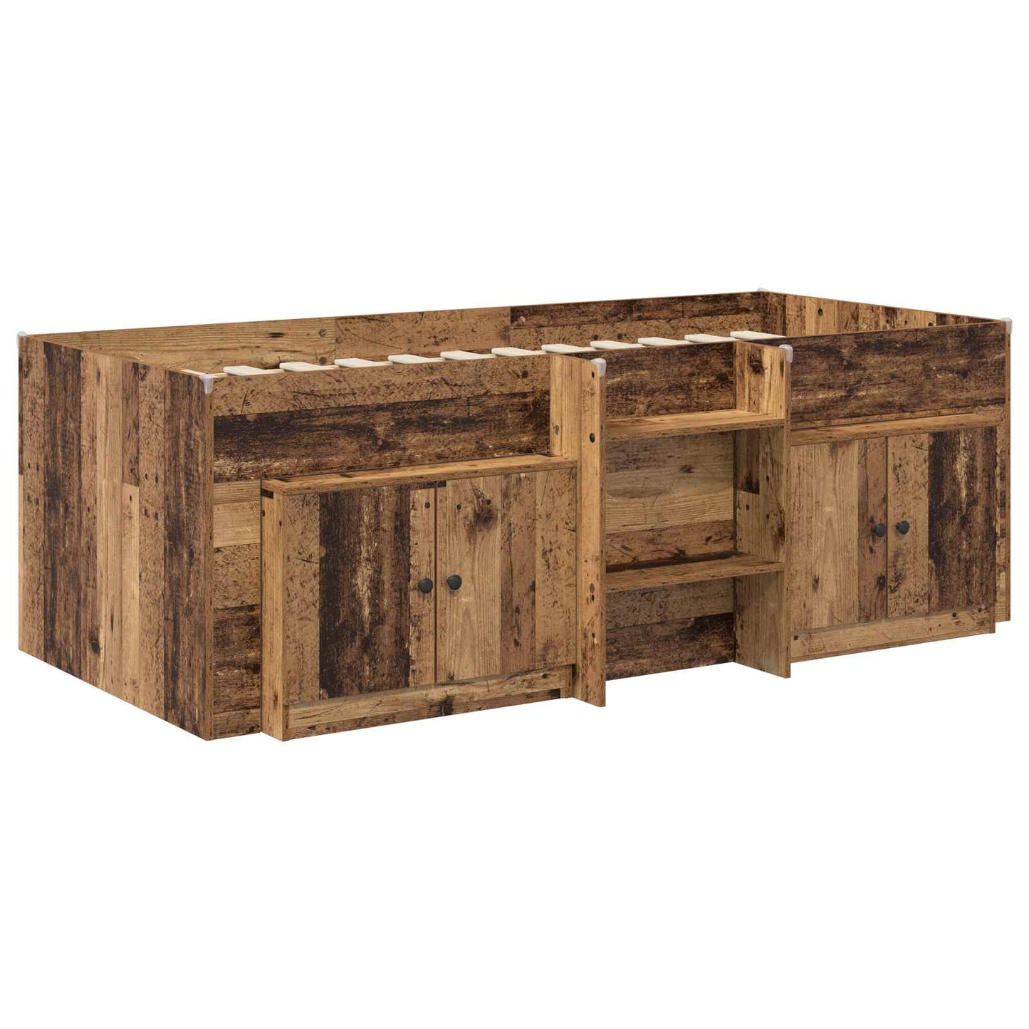 Struttura Letto Loft con Armadietto con porta 3 pz Legno antico | homemem39