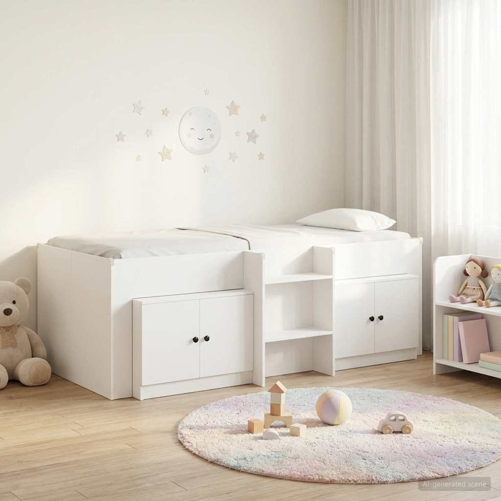 Struttura Letto Loft con Mobile 3 pz Bianco Legno multistrato | homemem39