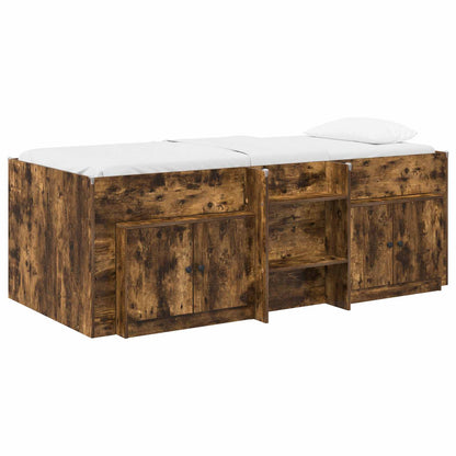 Struttura Letto Loft con Mobile con porta 3 pcs Rovere Fumo | homemem39