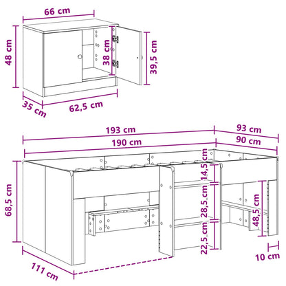 Struttura Letto Loft con Mobile con porta 3 pz Sonoma grigio | homemem39
