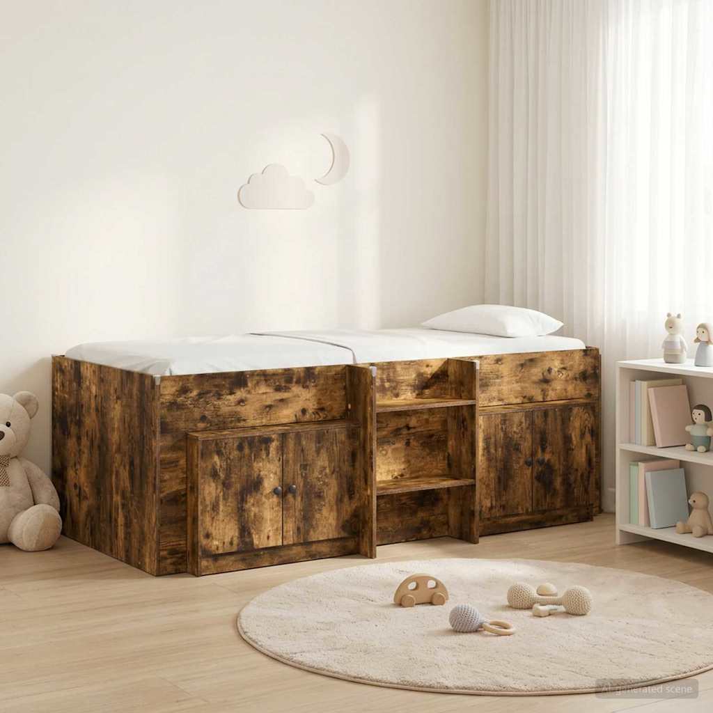 Struttura Letto Loft con Mobile con porta 3 pz Rovere Fumo | homemem39