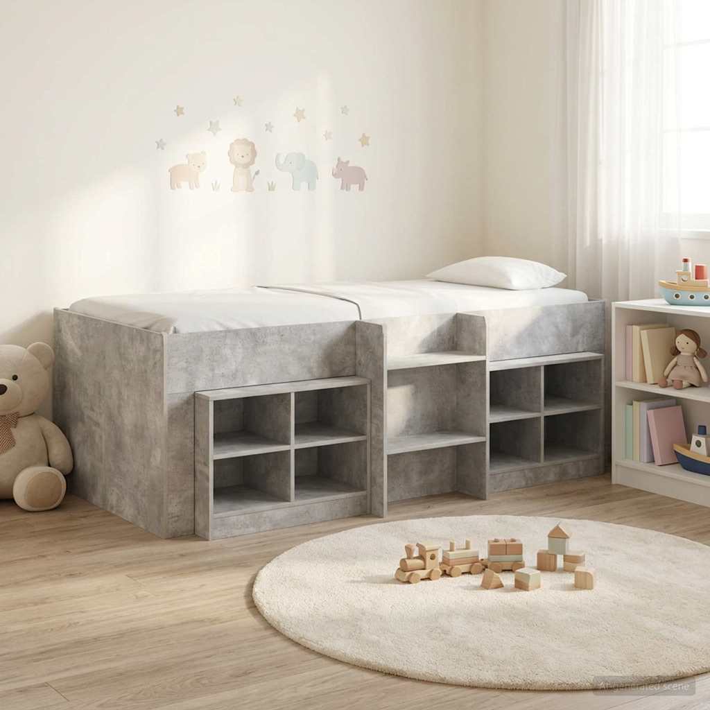 Struttura Letto Loft con Mobile 3 pz Grigio Cemento | homemem39