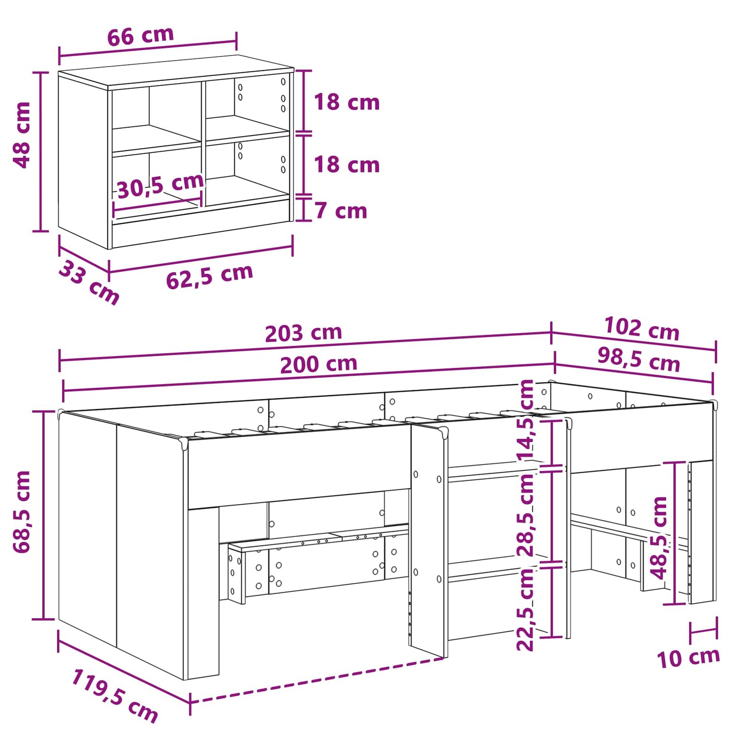 Struttura Letto Loft con Mobile 3 pz Rovere Sonoma | homemem39