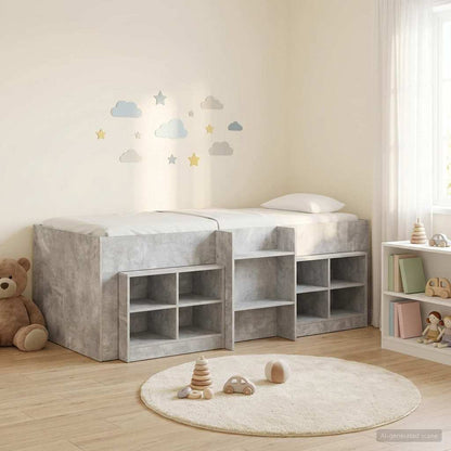 Struttura Letto Loft con Mobile 3 pz Grigio Cemento