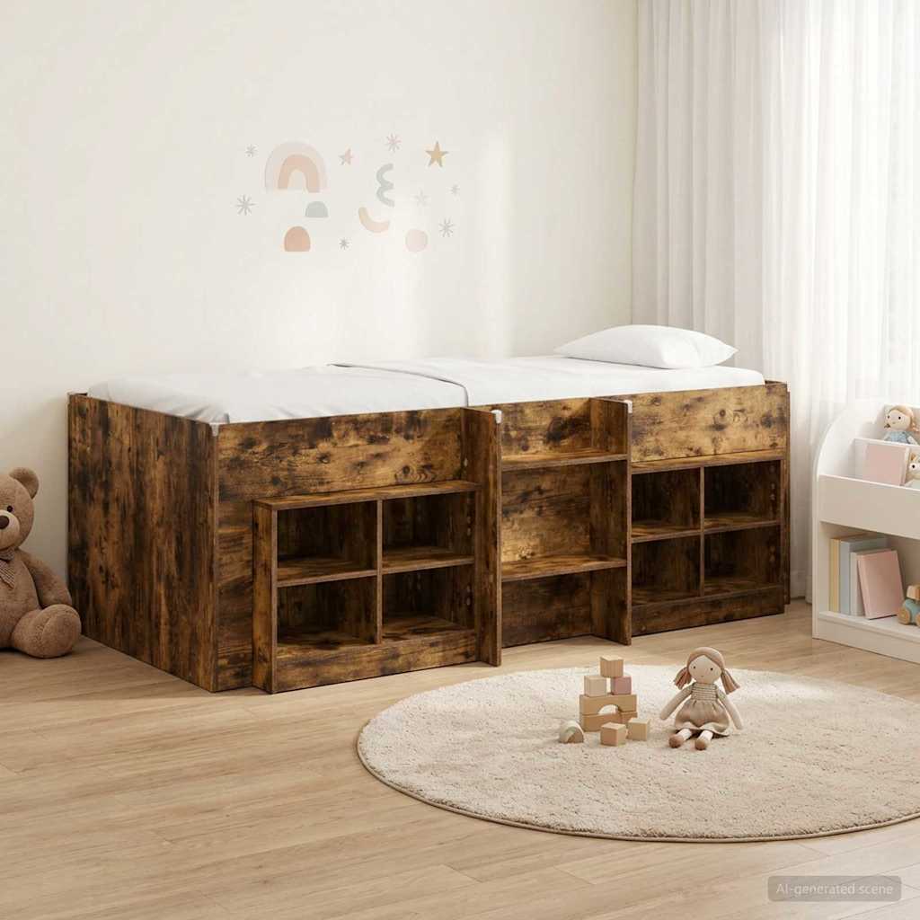 Struttura Letto Loft con Mobile 3 pz Rovere Fumo | homemem39