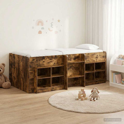 Struttura Letto Loft con Mobile 3 pz Rovere Fumo | homemem39