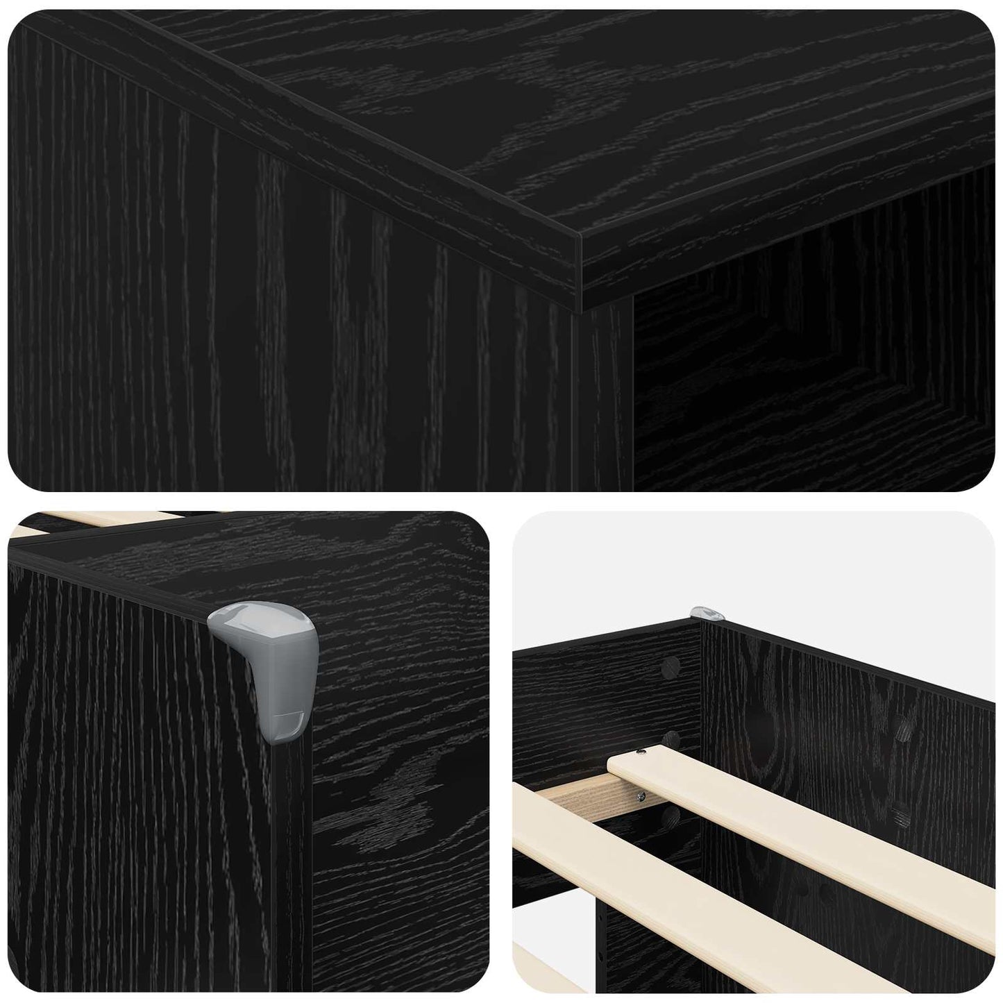Struttura Letto Loft con Mobile 3 pz Nero Legno ingegnerizzato