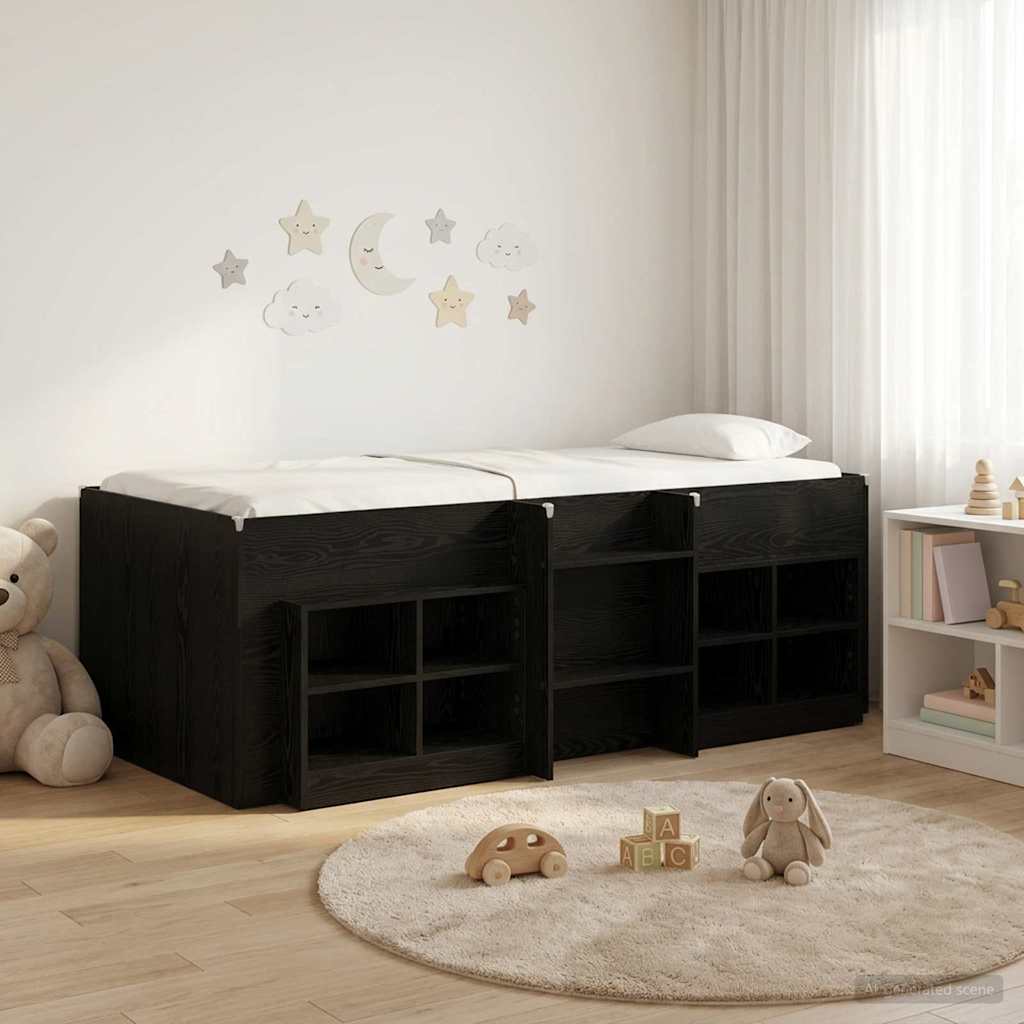 Struttura Letto Loft con Mobile 3 pz Nero Legno ingegnerizzato
