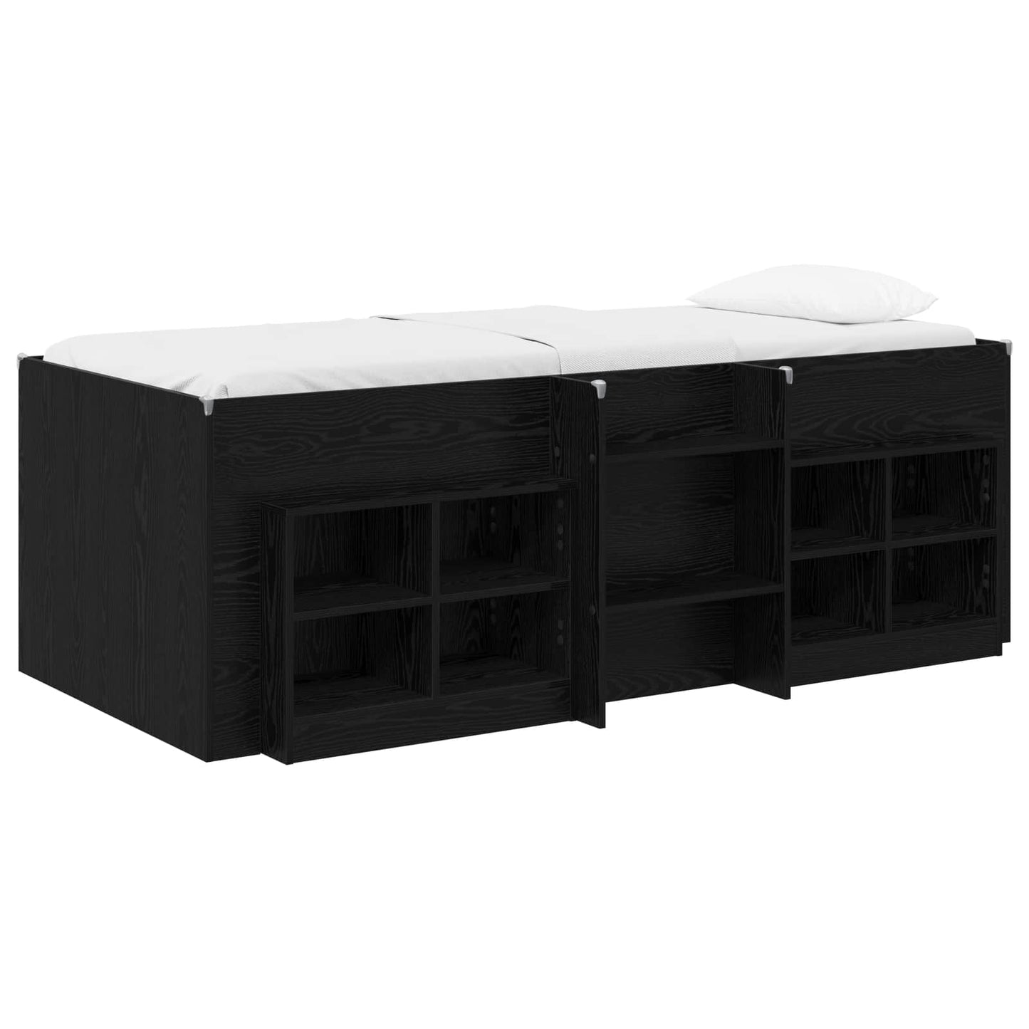 Struttura Letto Loft con Mobile 3 pz Nero Legno ingegnerizzato