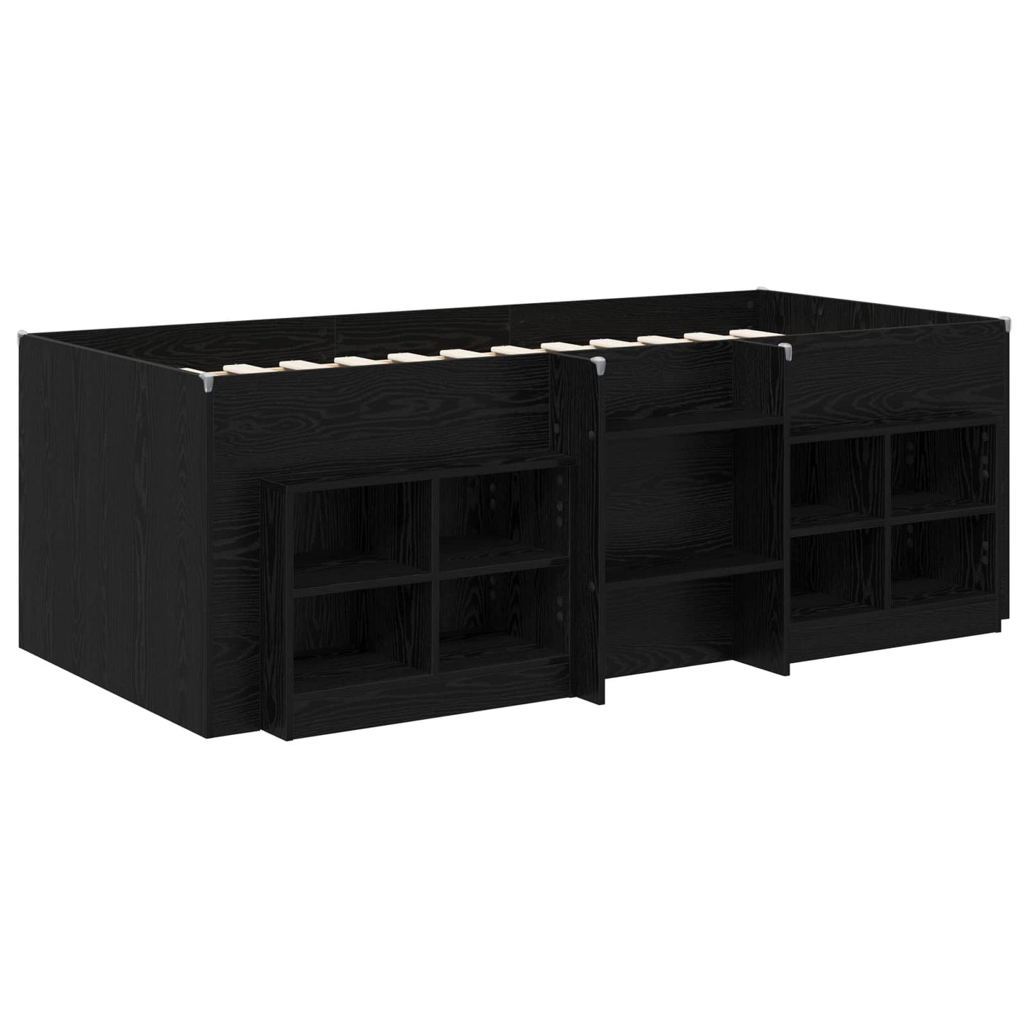 Struttura Letto Loft con Mobile 3 pz Nero Legno ingegnerizzato